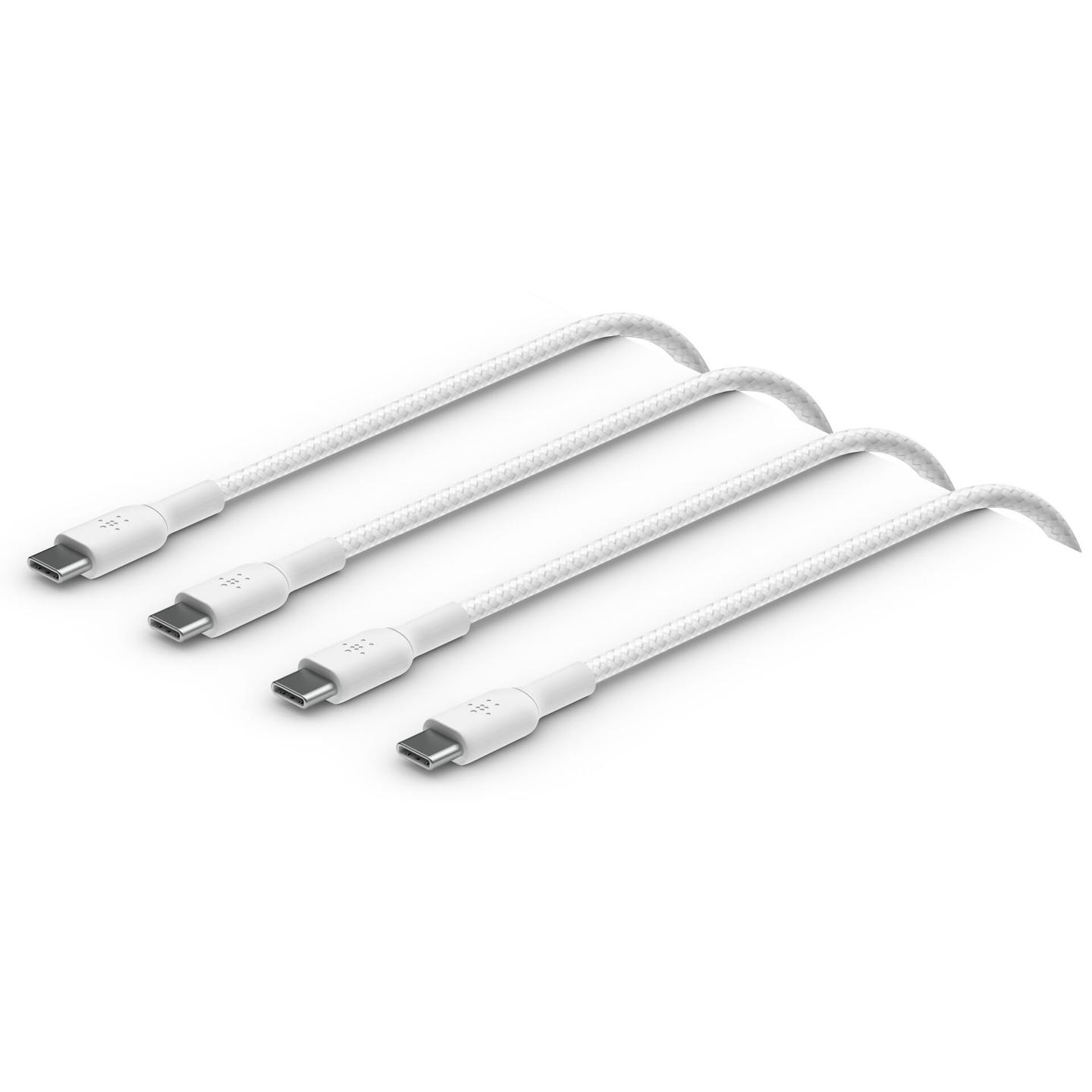 Kabllo USB Belkin CAB004BT1MWH2PK, USB-C në USB-C, 1m, USB 2.0, 60W, Paketim me 2 Copë – Bardhë