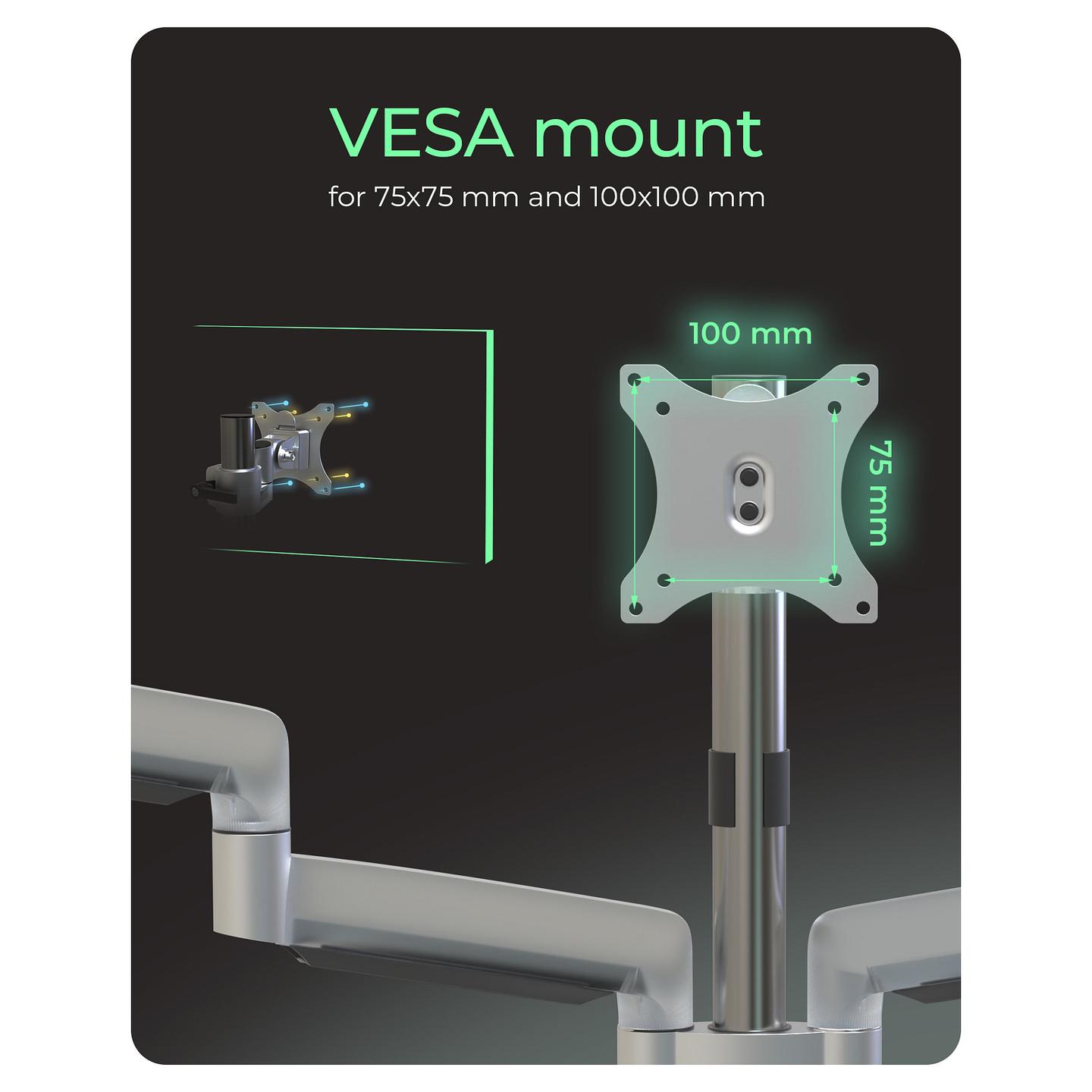 Mbajtëse për Monitor ICY BOX IB-MS505-TI , 3 Monitorë , deri 32" , deri 7kg për monitor , VESA 75x75 & 100x100 - Argjend, Zezë   - 7