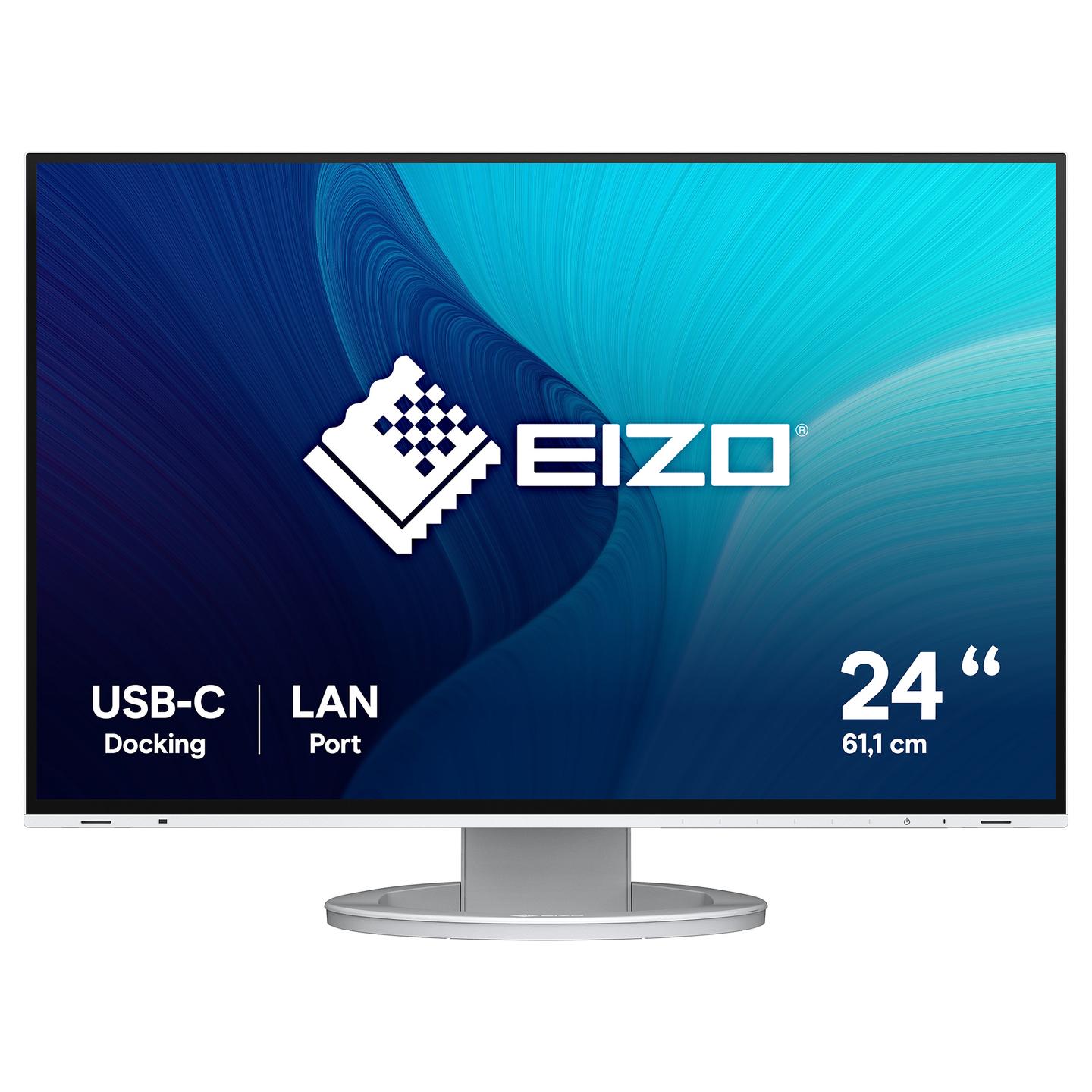 Monitor EIZO FlexScan EV2495-WT / 24″ / WUXGA IPS / 60 Hz / 5ms / DisplayPort + HDMI + USB-C + USB-Hub + Ethernet + KVM - Bardhë