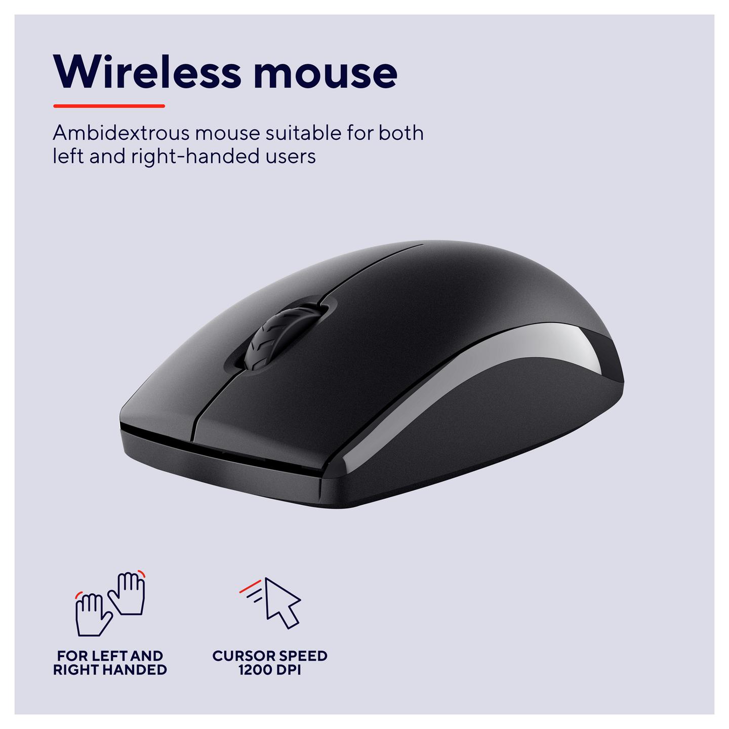 Combo (Tastierë & Maus) Trust Primo, Wireless, Full Size, QWERTZ Gjerman, Membrane, 1200 DPI - Zezë - 10