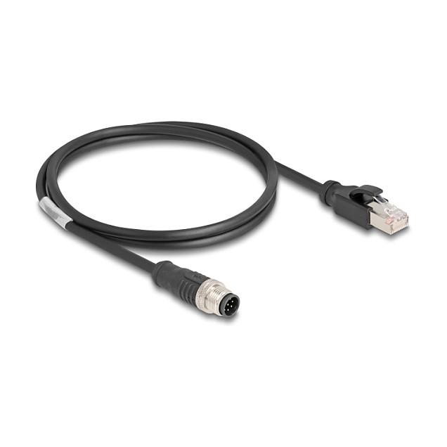 Kabllo për Rrjet DeLOCK 80809 / Cat 5e / S/FTP / M12 A-coded 8-pin Mashkull → RJ-45 Mashkull / 1m - Zezë - 1