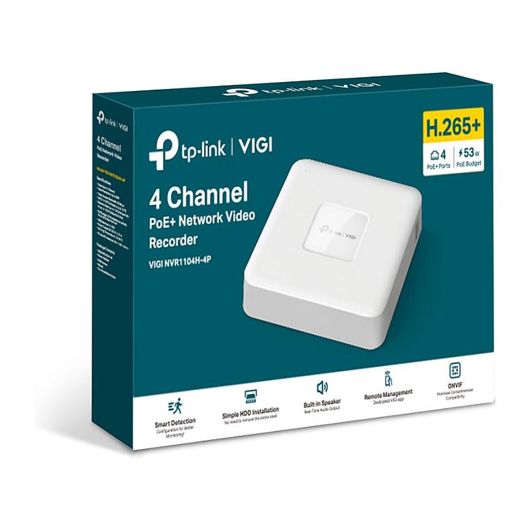 TP-Link VIGI NVR1104H-4P 4-Channel PoE+ Network Video Recorder – 4× PoE+, 53W, 4K HDMI, 1× SATA deri 10TB, H.265+, ONVIF – Bardhë - 4