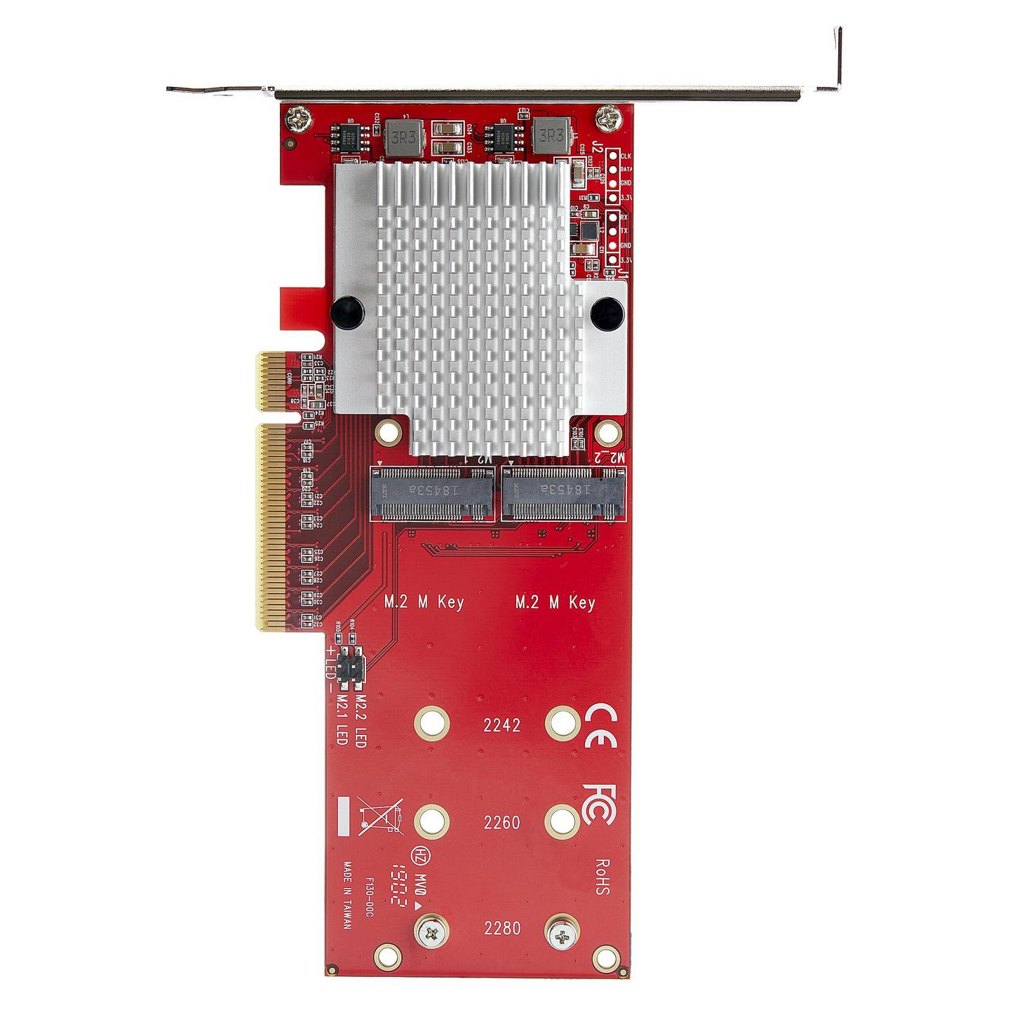 Kartë Zgjerimi StarTech.com PEX8M2E2, PCI Express 3.0 x8, 2x M.2 PCIe NVMe + AHCI, M-Key, 2242/2260/2280, ASMedia ASM2824, Low Profile + Full Height - 5
