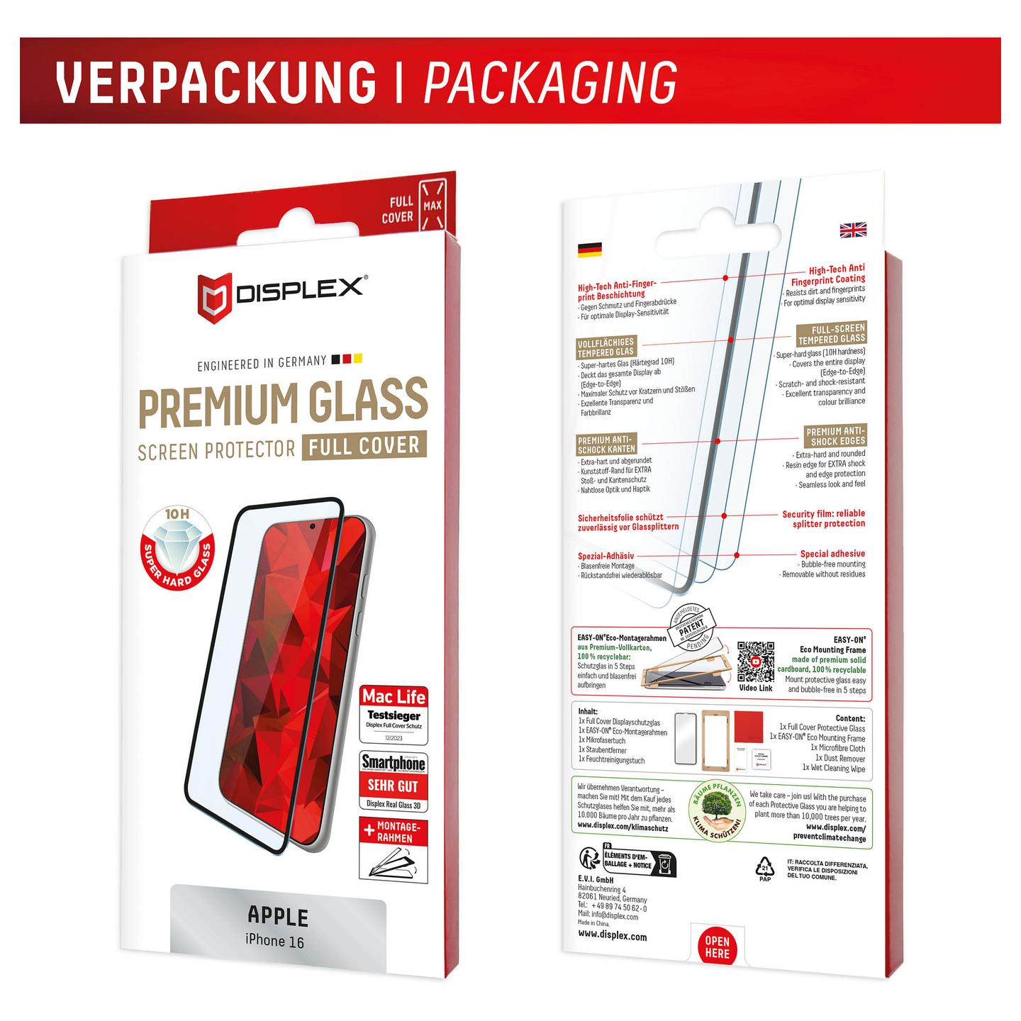 Aksesorë për telefon Displex 02014 / Qelq i temperuar 10H / Full Cover / iPhone 16 - Transparente - 4