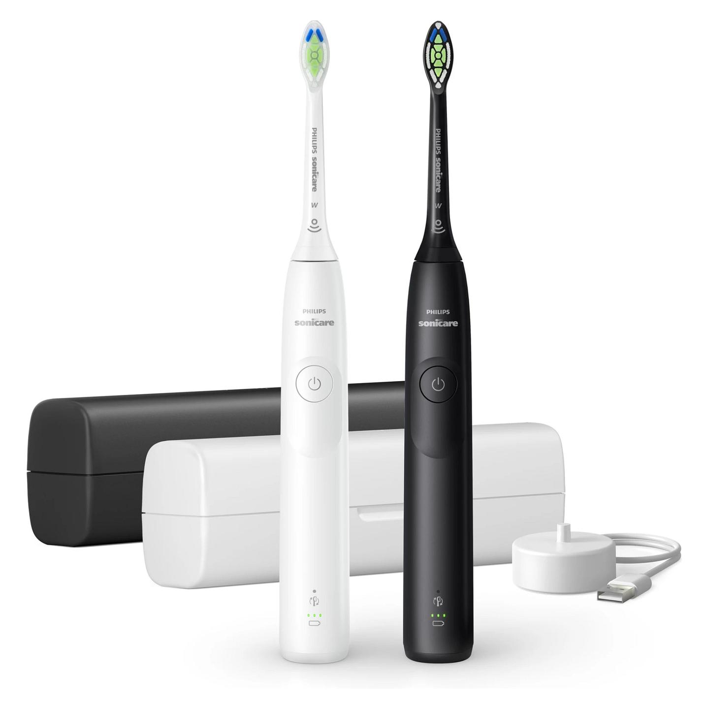 Furçë dhëmbësh elektrike Philips Sonicare Series 5300 HX7109/01 Duo / Sonic / 2 Intensitete / Pressure Sensor / SmarTimer / BrushSync / 21 Ditë / 2 Copë – Zezë/Bardhë - 1