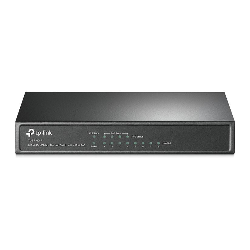 Switch TP-Link TL-SF1008P, 8× Fast Ethernet RJ45 10/100Mbps, 4× PoE+, Unmanaged, 1.6Gbps, 57W PoE – Zezë - 1