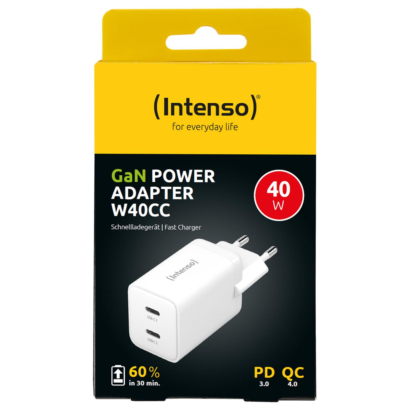 Karikues Intenso W40CC GaN / 2x USB-C / 40W / PD 3.0 / PPS / QC 4.0 - Bardhë - 2
