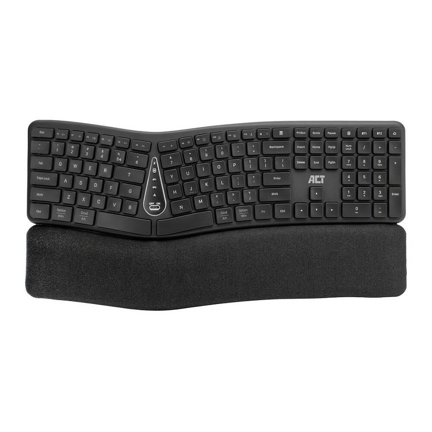 Tastierë Ergonomike pa kabllo ACT AC5450, Bluetooth, Multi-Connection, QWERTY/US, 111 Taste – Gri e Errët