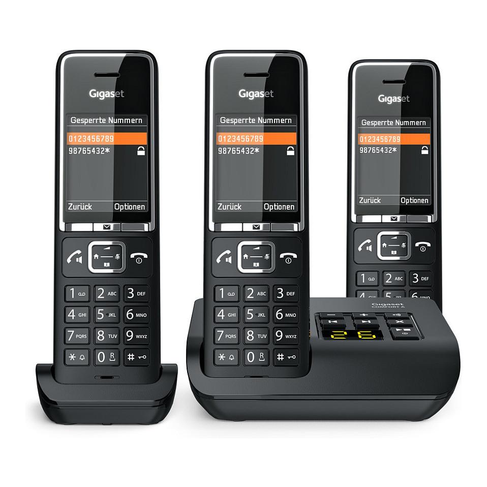 Telefona të Thjeshtë Gigaset COMFORT 550A Trio, 3 Handset, DECT/GAP, 2.2" TFT, deri në 200 Kontakte - Zezë - 9