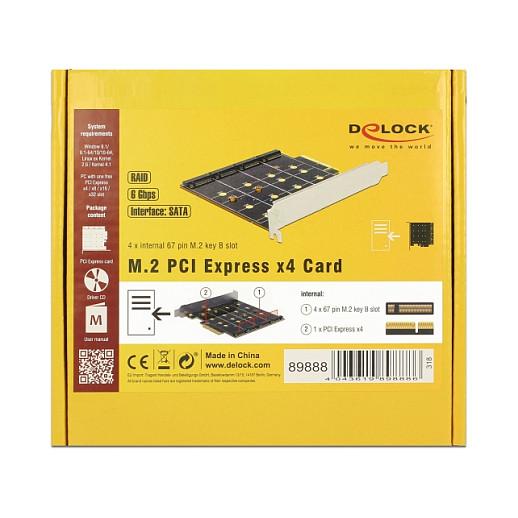Kartë Zgjerimi PCI Express Delock 89888 / PCIe 4.0 x4 / 4x M.2 Key B / SATA 6Gbps / RAID 0, 1, 10 - 5