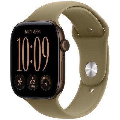 Apple Watch Series 12, 46mm, GPS + Cellular, Dark Bronze Aluminium, Olive Sport Band - M/L