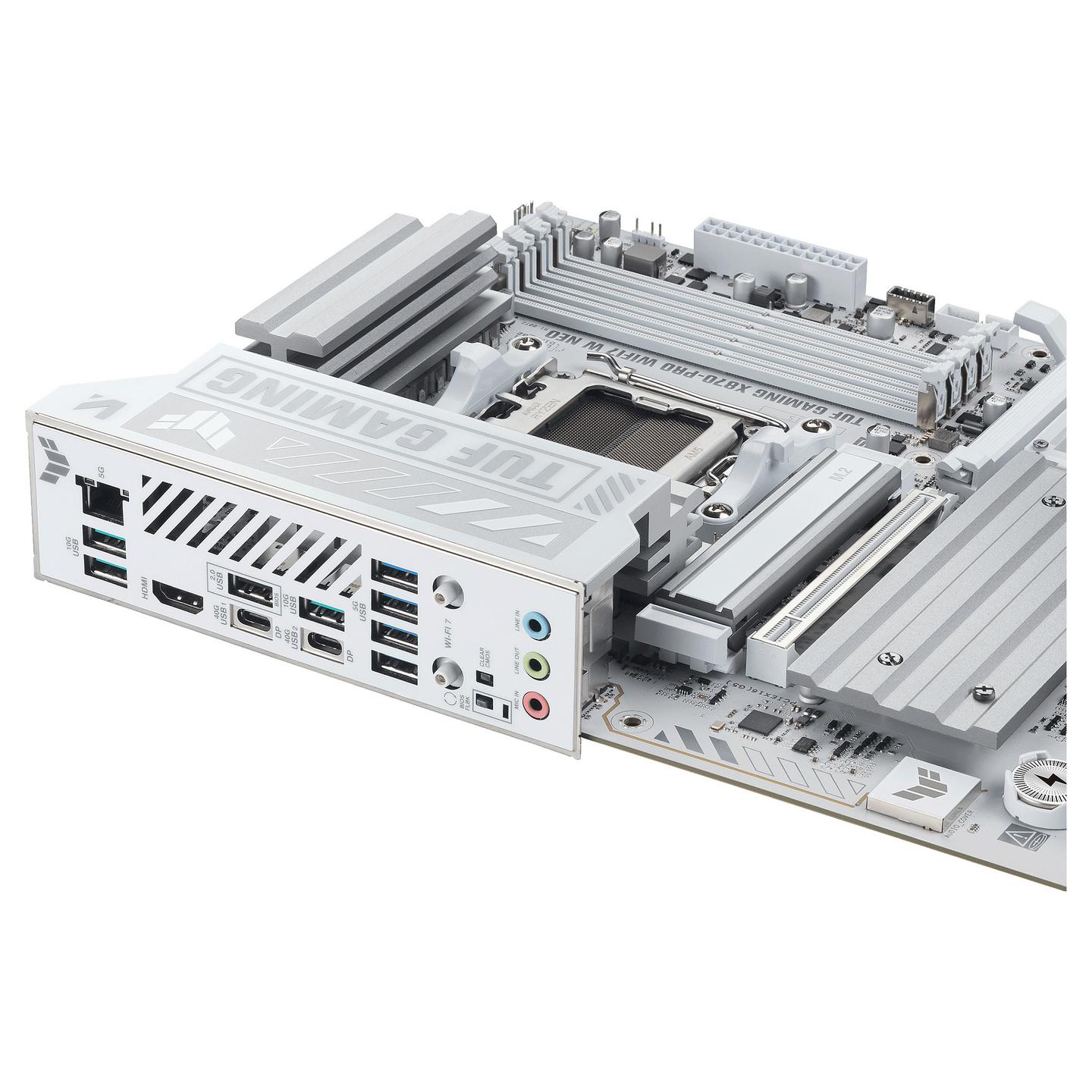 Pllakë Amë MB AMD ASUS TUF GAMING X870-PRO WIFI7 W NEO, AM5, X870, DDR5, ATX, Wi-Fi 7, 5GbE LAN, HDMI - 10