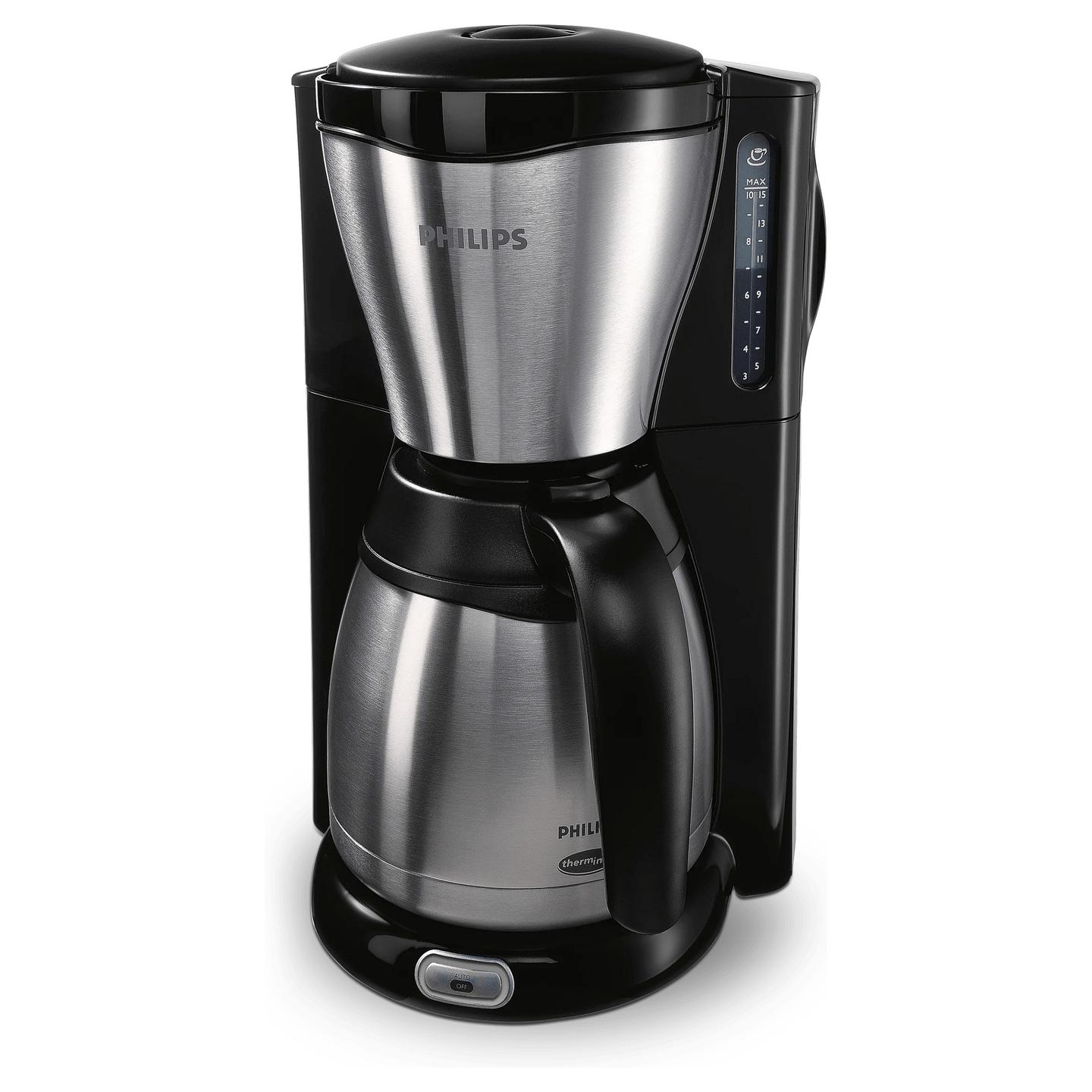 Aparat për Kafe me Filtër Philips Café Gaia HD7546/20, 1000 W, Kapacitet 1.2 L, Kanë Termike – Zezë/Argjend