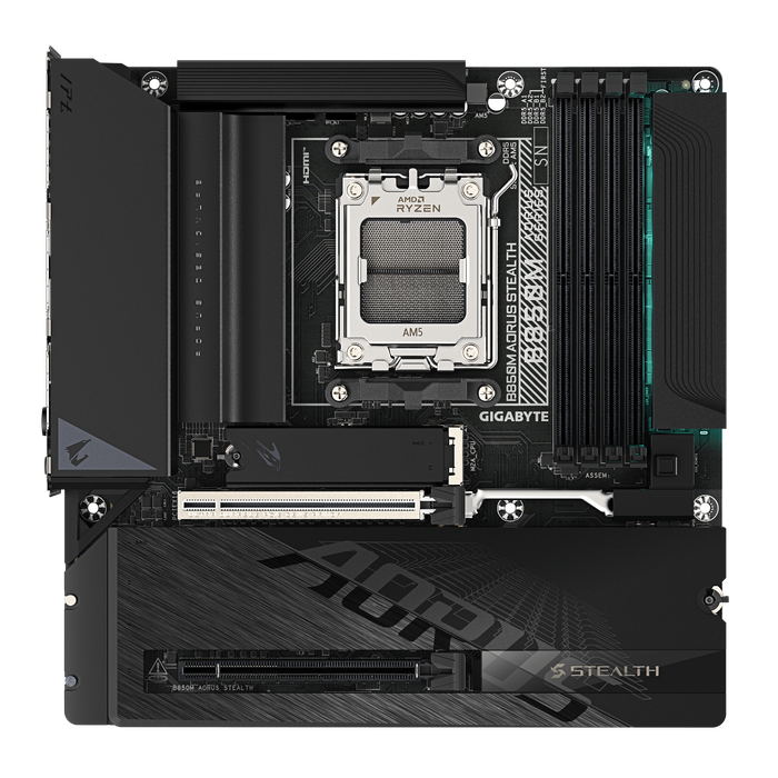 Pllakë Amë Gigabyte B850M AORUS STEALTH / AMD AM5 / B850 / DDR5 / Micro-ATX / Wi-Fi 7 / 5GbE LAN