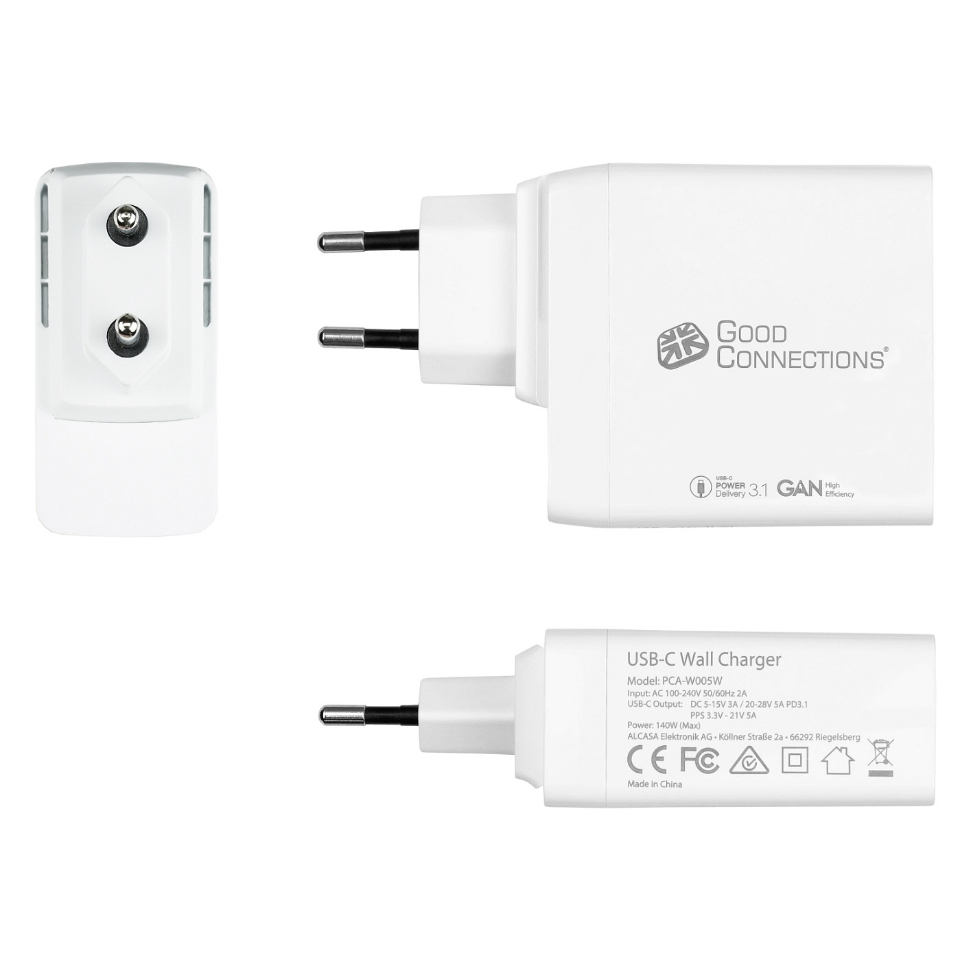 Karikues USB-C Good Connections / 140W / GaN / PD 3.1 / QC 5 / 1x USB-C – Bardhë - 3