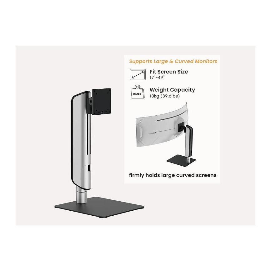 Mbajtëse për Monitor Equip 650129 , 1 Monitor , 17–49" , deri 18kg , e rregullueshme , e pjerrët , e rrotullueshme , VESA 75x75 & 100x100 - Argjend - 6