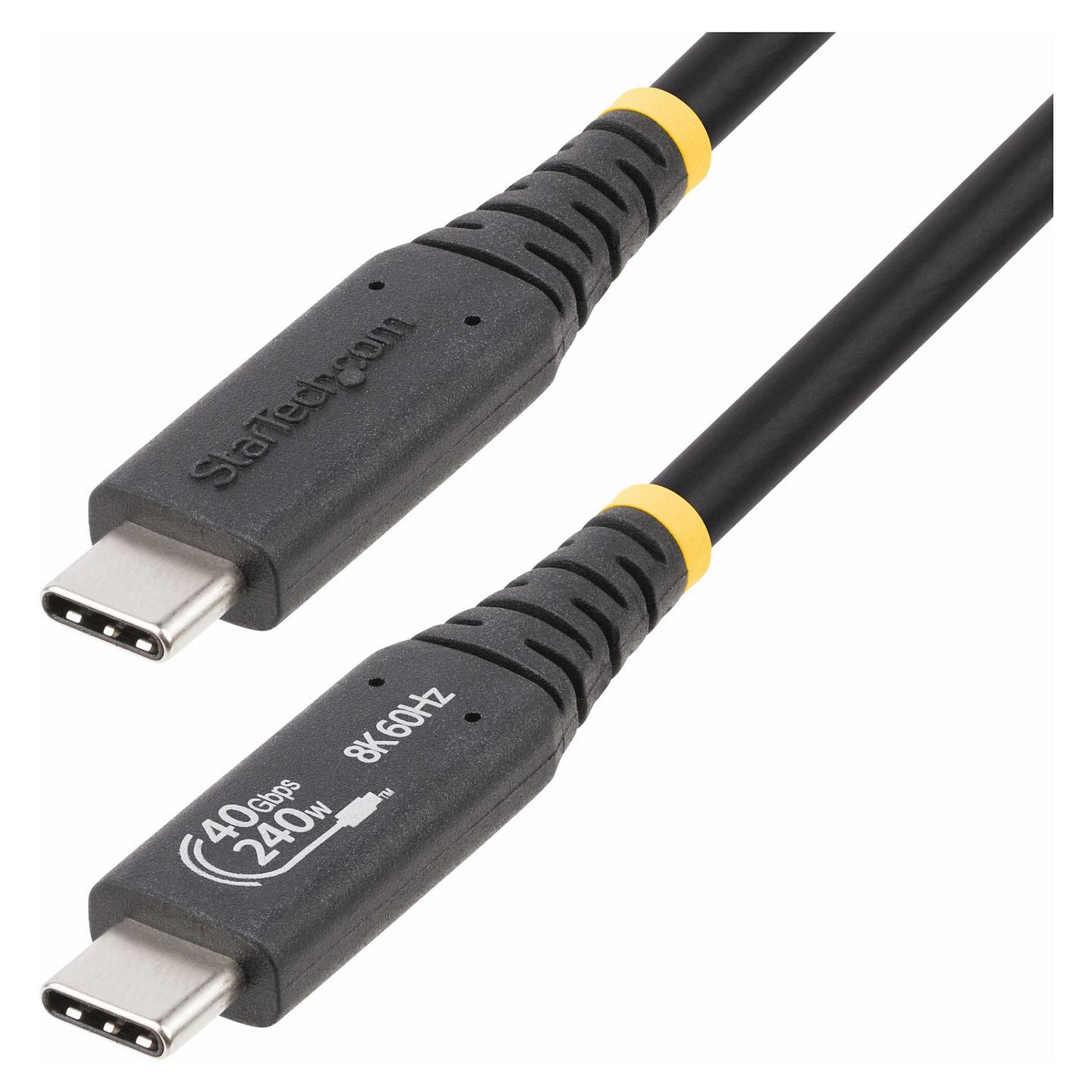 Kabllo USB StarTech.com 1M-40G-USB4-CABLE / USB-C në USB-C / USB4 Gen 3x2 / 40 Gbit/s / PD 240W / 5A / 8K 120Hz / 1m - Zezë - 1