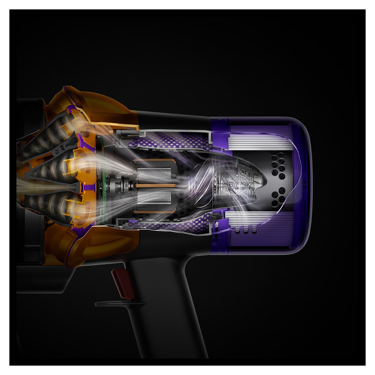 Fshesë Elektrike Dyson V15 Detect Absolute (2026), 240AW, 0.77L, 60min, HEPA, LCD, Laser, Digital Motorbar - Verdhë, Vjollcë, Gri - 7