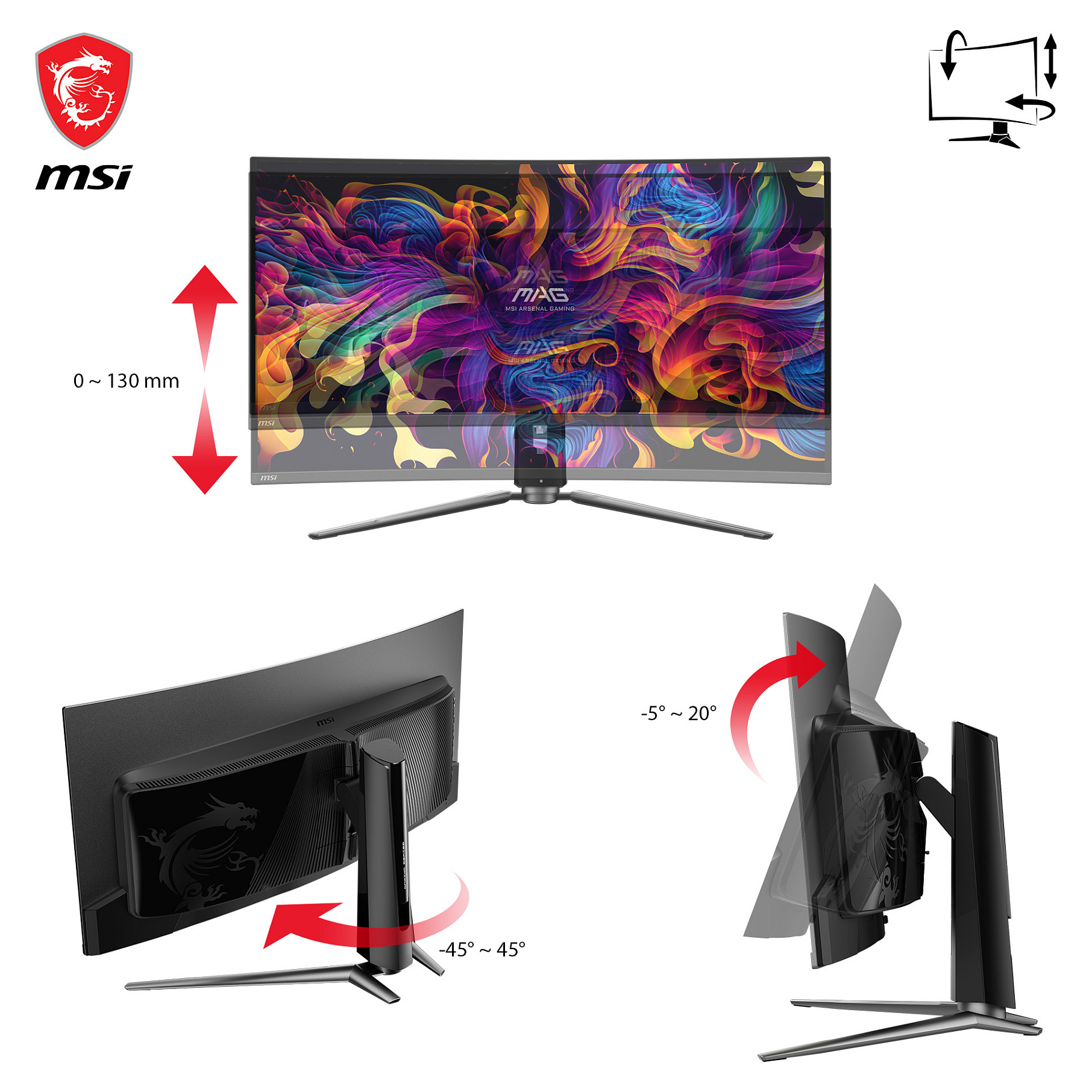 Monitor Gaming Curved MAG 341CQPDE / 34"/ UWQHD QDOLED / 175Hz / 0.03ms / USB+HDMI+DP - Zezë - 5