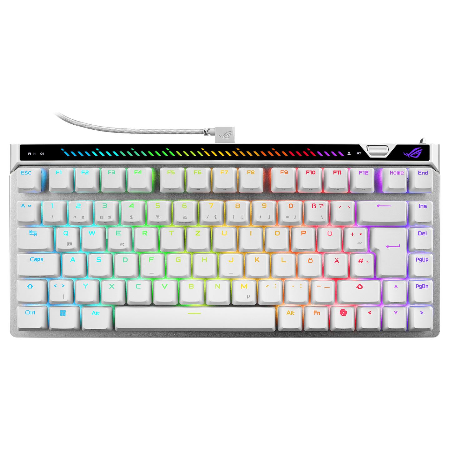 Tastierë Gaming ASUS ROG Falchion Ace 75 HE / Wired / QWERTZ (DE) / 75% / ROG HFX Magnetic / USB-C / 8000 Hz / RGB – Bardhë