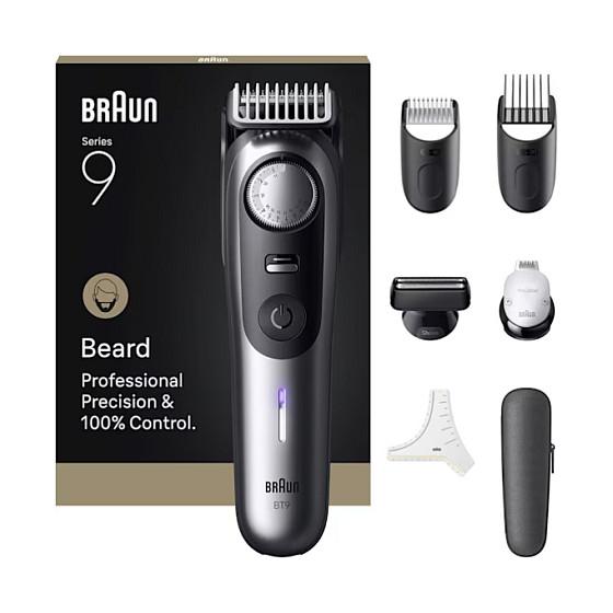Trimer për mjekër Braun BeardTrimmer 9 BT9520, 52 nivele, 0.5–20 mm, Wet & Dry, 180 minuta - Zezë/Gri