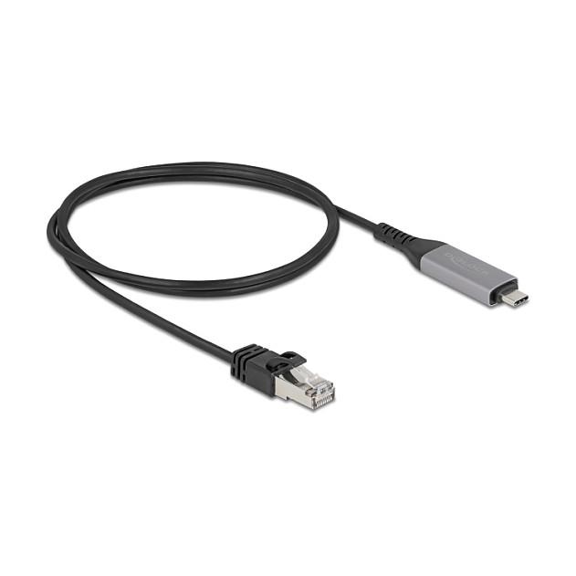Kabllo për Rrjet DeLOCK 60759, USB-C në RJ45, 1m, Cat6, Gigabit Ethernet 1000Mbps - Zezë/Antracit