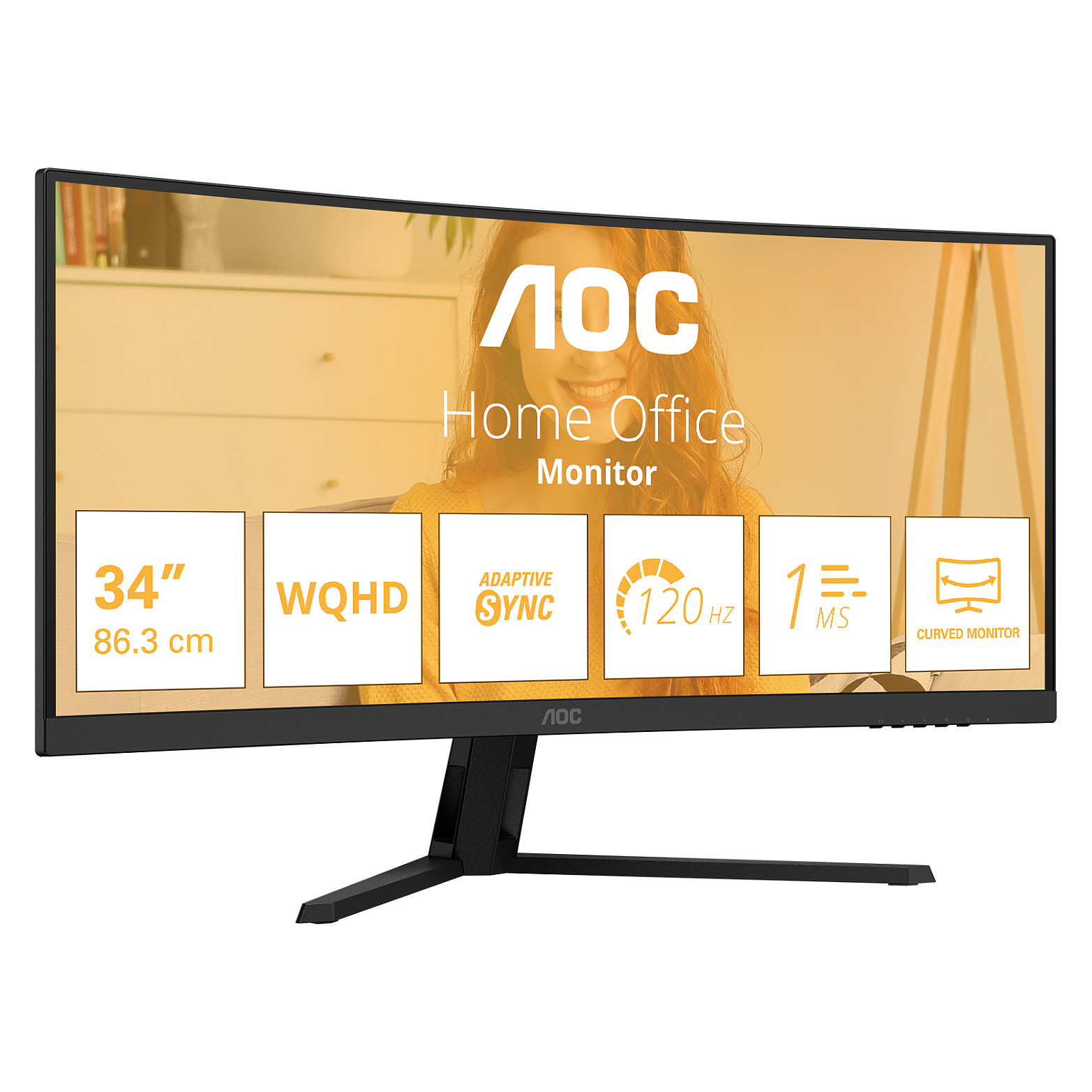 Monitor AOC CU34B3E / 34"/ WQHD VA LED Curved / 120Hz / 1ms / HDMI+DP - Zezë - 2