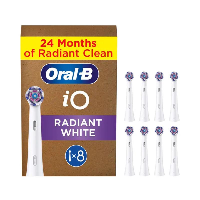 Kokë Zëvendësuese për Furçë Dhëmbësh Elektrike Oral-B iO Radiant White, 8 Copë, Për Zbardhje - Bardhë