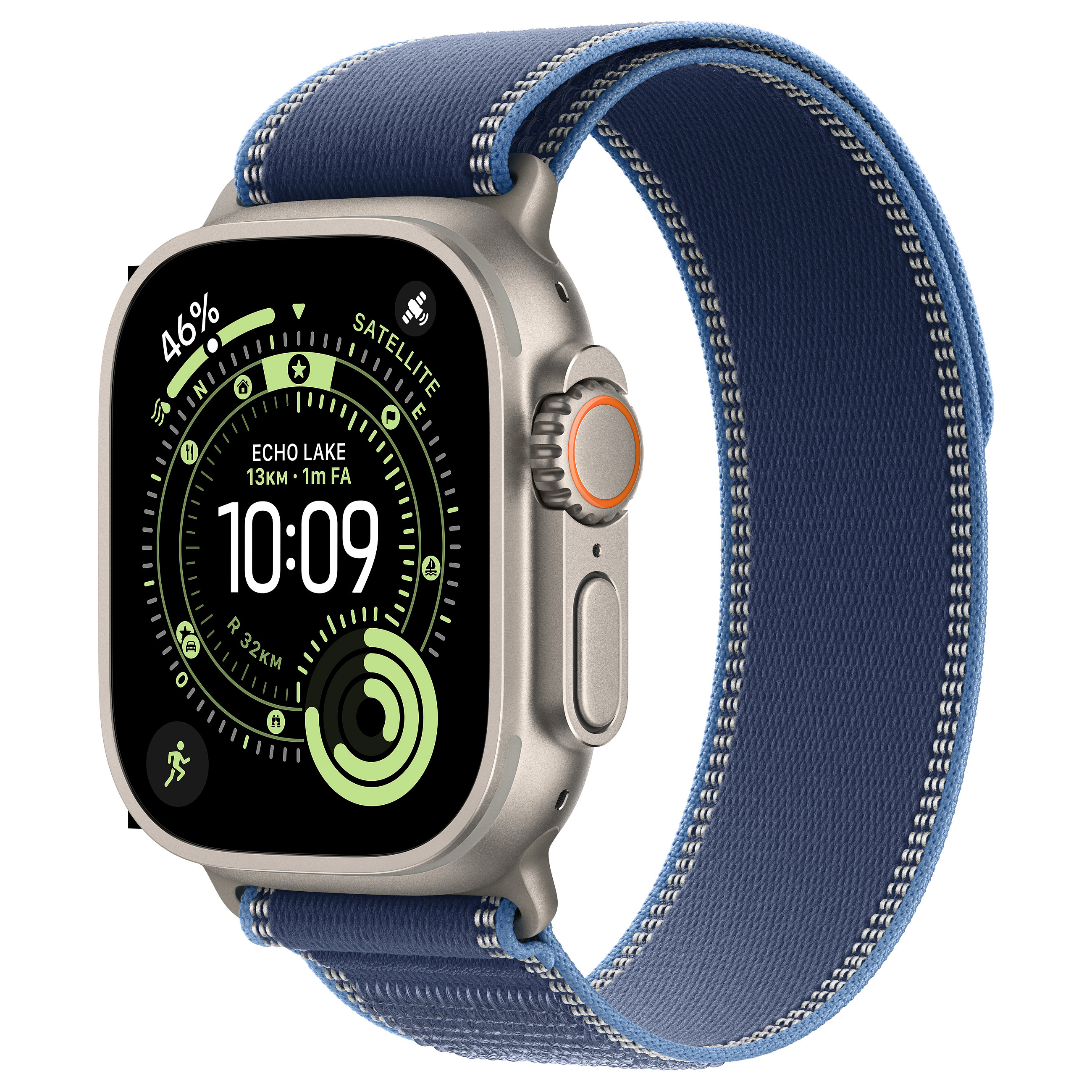 Apple Watch Ultra 3 / Cellular / 49mm / Titanium Natural Case with Trail Loop Blue Band – S/M - 1