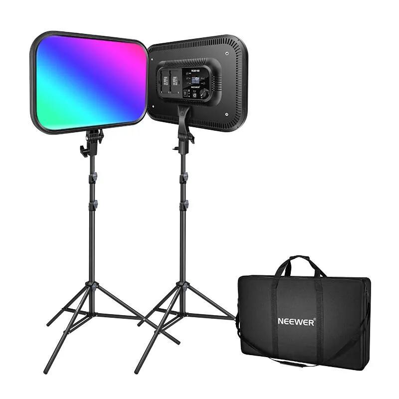 Dritë e Mençur Neewer RGB168, 2x 60W, RGB, 5000Lux, 2500-8500K, CRI 97+, TLCI 97+, 2x Tripod 85-200cm - Zezë - 1