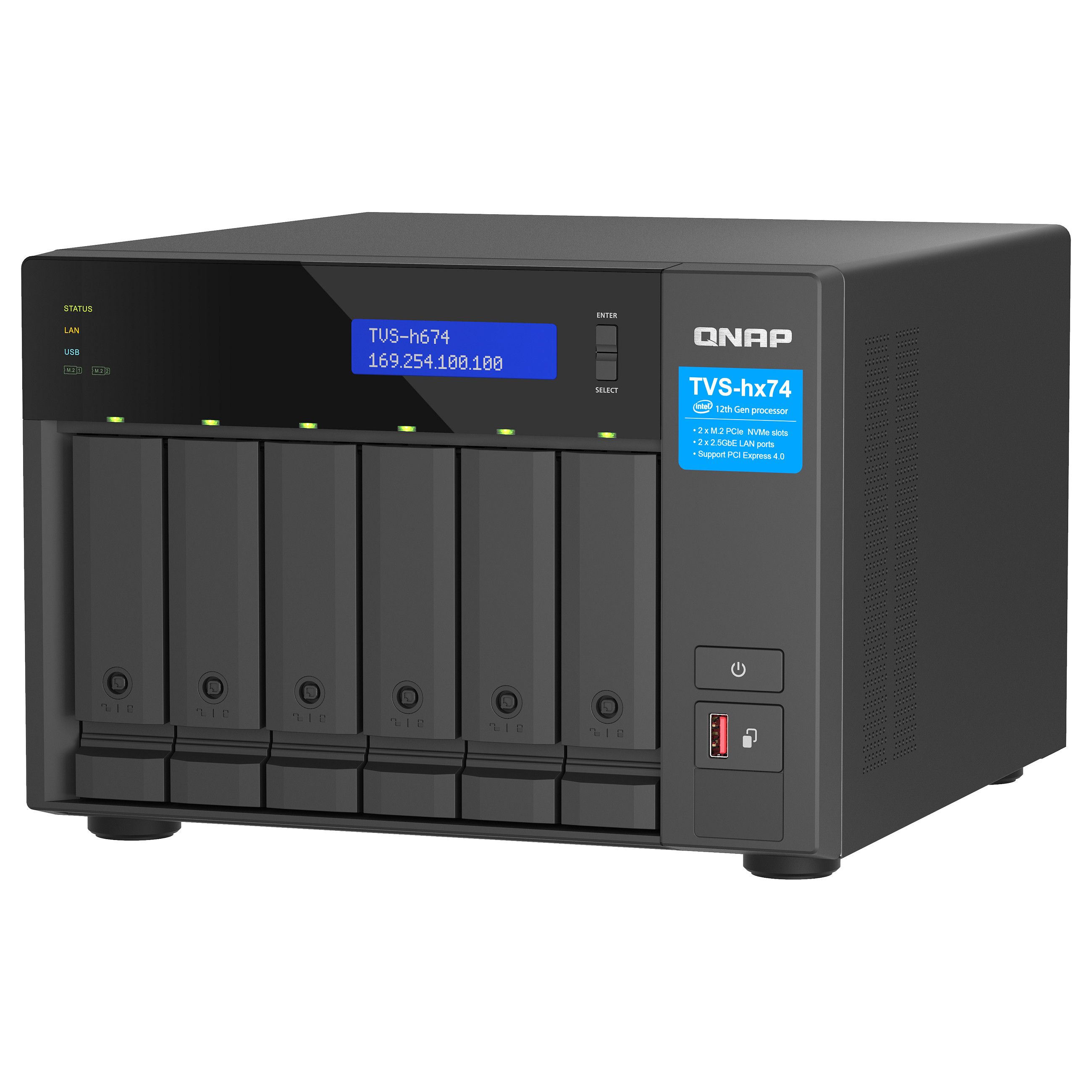 NAS QNAP TVS‑H474‑PT‑8G 4‑Bay QuTS hero / Intel Pentium Gold G7400 (up to 3.7GHz) / 8GB - 5
