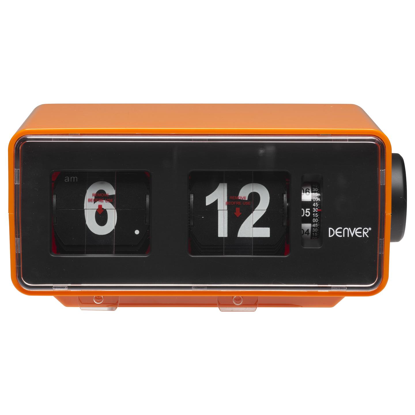 Radio me orë dhe alarm Denver CR-425, FM PLL, ekran me shifra retro, zgjim me radio ose sinjal zanor, bateri rezervë AA - Portokalli - 3