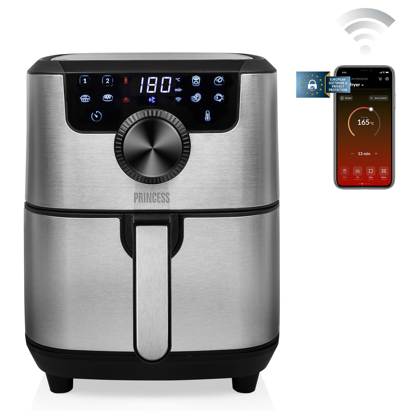 Fryer Princess Smart Aerofryer / 182037 / 4.5L / 1500W / 8 Programe / 80–200°C / LCD / Wi-Fi / Keep Warm – Argjend/Zezë - 3