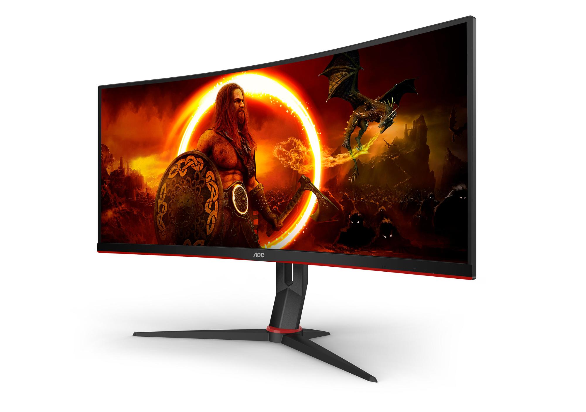 Monitor Gaming AOC CU34G2XP/BK / 34" / UWQHD Fast VA Curved / 180Hz / 1ms / HDMI+DisplayPort+USB - Zezë/Kuqe - 3