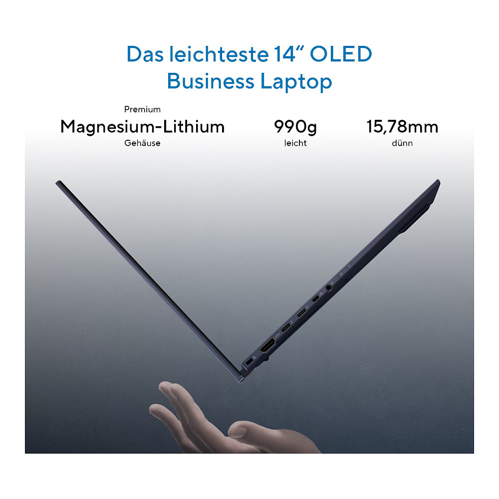 Laptop ASUS ExpertBook B9 / Core 7 150U / 16GB LPDDR5 / 512GB / 14" WQXGA+ 120Hz 0.2 ms OLED / Intel Graphics / DE  - Blu - 22