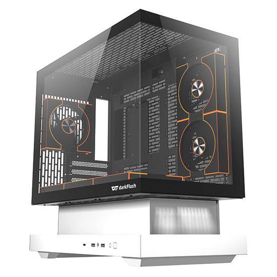 Kasë Darkflash FLOATRON F1 / M-ATX Mid-Tower / 6x120mm ARGB / USB Type-C / Xham i Temperuar / Floating Design – Bardhë