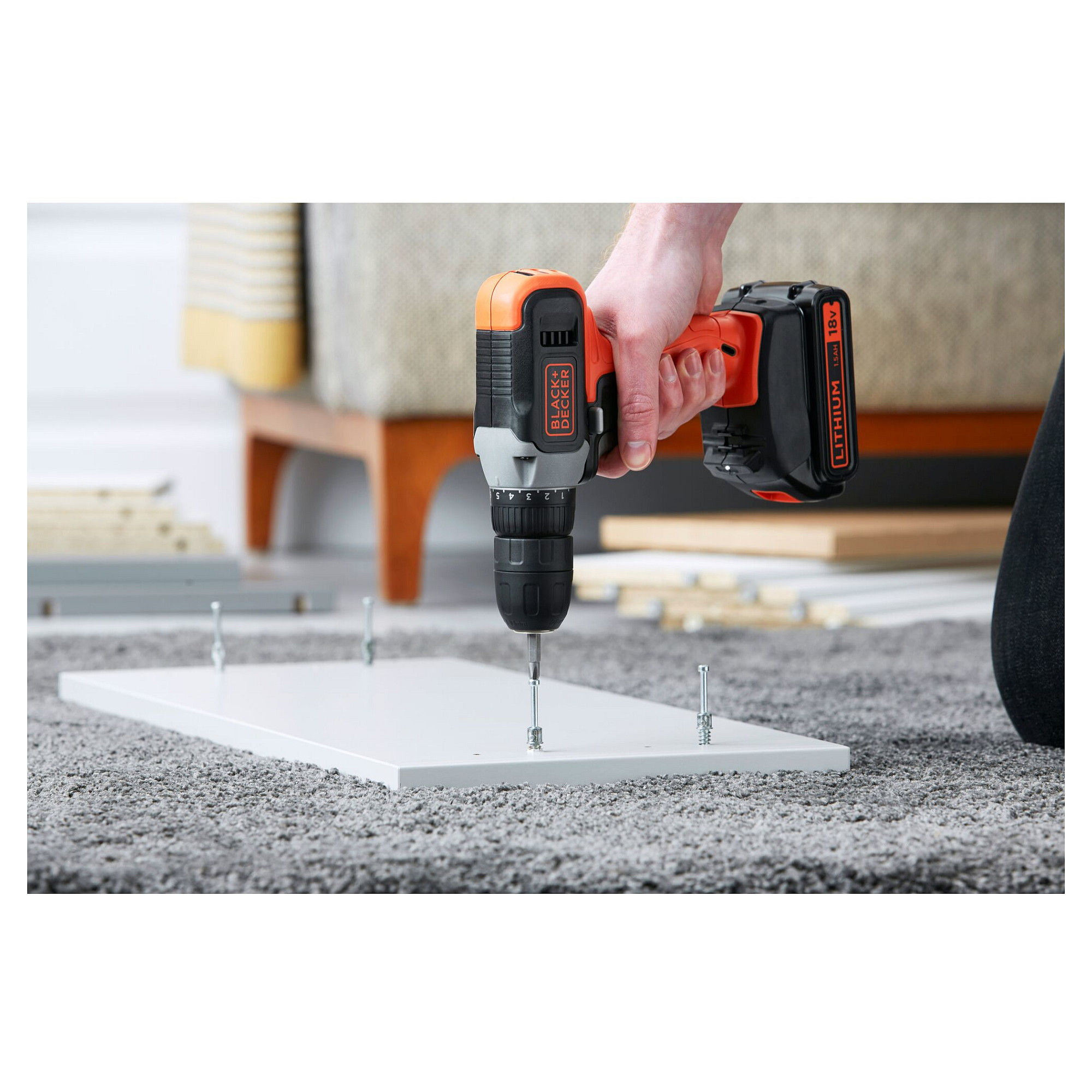 Black & Decker BCD001C1 18V Cordless Drill Driver - Bateri 1.5Ah - 3