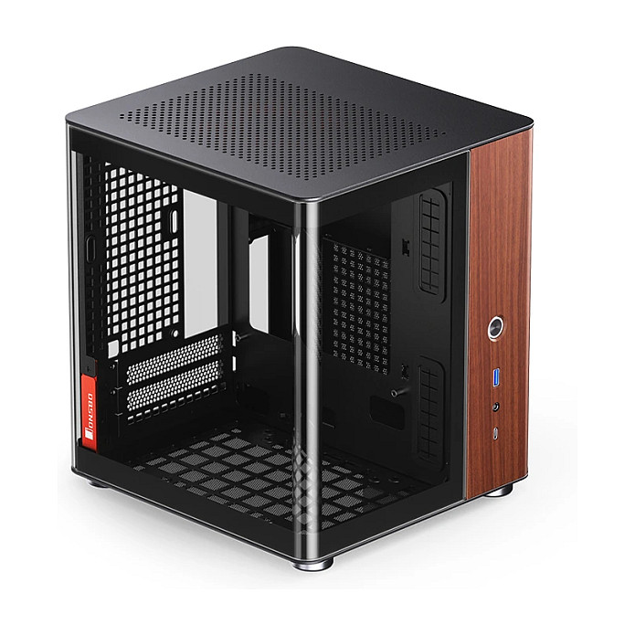 Kasë PC JONSBO TK-0 / Mini Tower / Mini-ITX / Tempered Glass / Wood - Zezë - 1