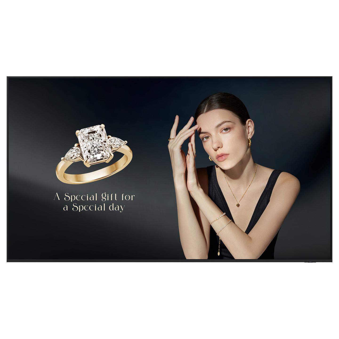 Digital Signage Samsung QH115F-X, 115", 4K UHD, VA, 120Hz, 1000 nits, 3× HDMI, DP, 2× USB-A - Zezë