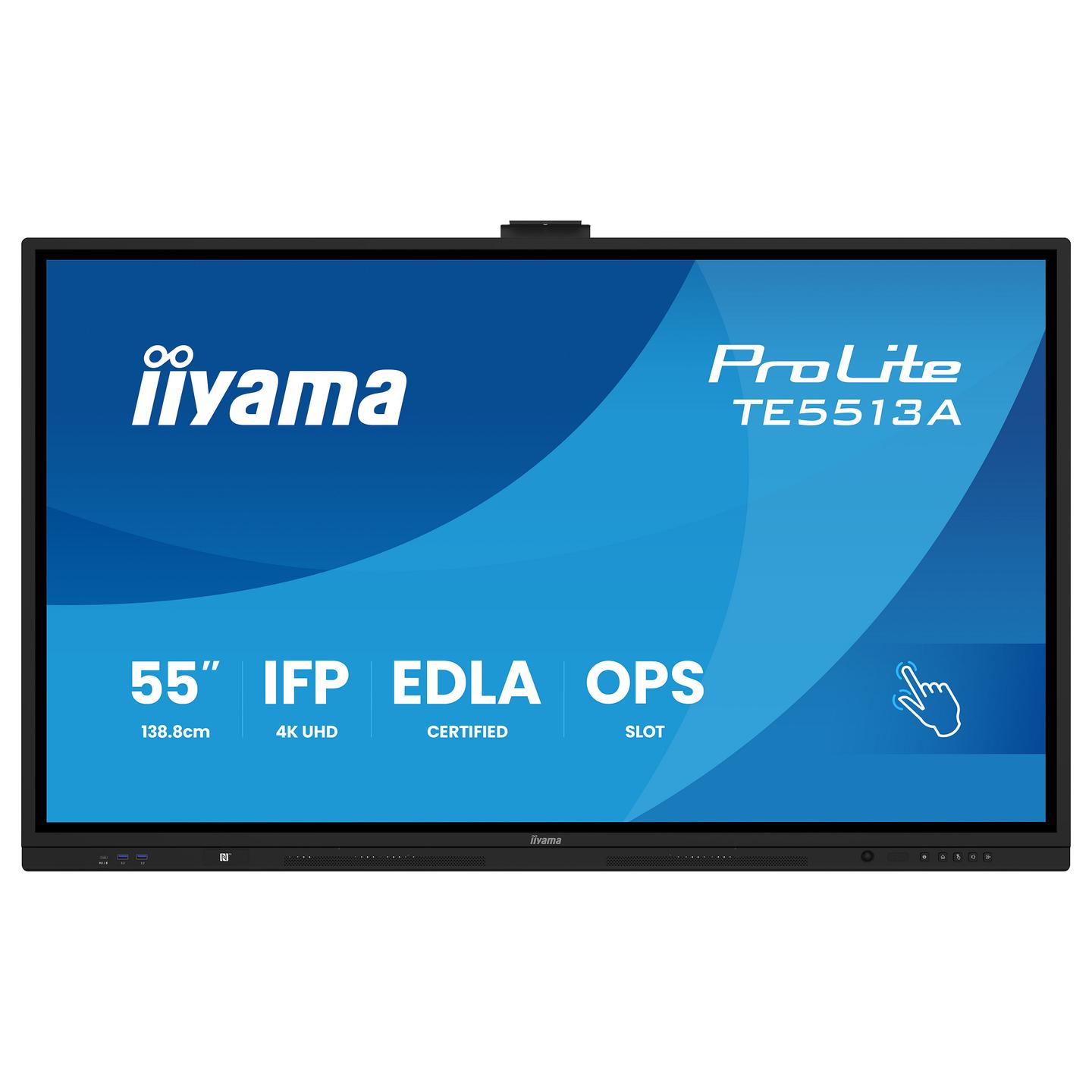 Interaktiv (Smart Board) iiyama ProLite TE5513A-B3AG, 54.6", 4K UHD, IPS, PureTouch-IR+, Wi-Fi 6E, 2xHDMI, DisplayPort, USB-C, NFC - Zezë - 2