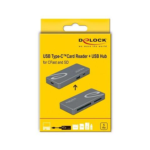 Lexues Kartelash DeLOCK 91754 , SD , CFast , USB-C , USB 3.2 Gen 1 , 5Gbps , USB-A dhe USB-C Hub - Gri - 5