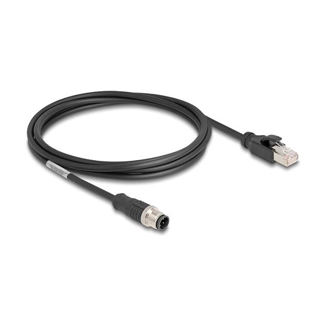 Kabllo për Rrjet DeLOCK 80851, M12 Mashkull D-koduar 4-pin në RJ45 Mashkull, Cat.5e, S/FTP, 2 m - Zezë - 1