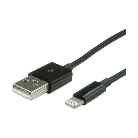 Kabllo USB VALUE 11.99.8321 / Lightning në USB-A / USB 2.0 / 1m – Zezë