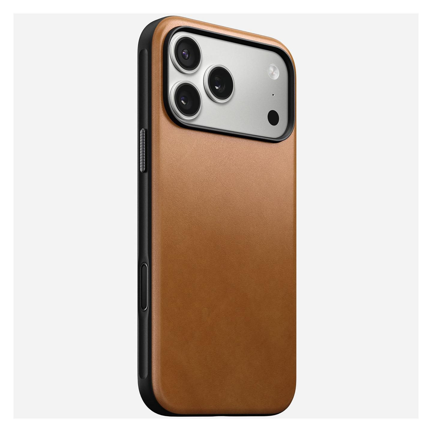 Case për Telefon Nomad Modern Leather Case, iPhone 17 Pro Max, Lëkurë, MagSafe, Qi2, Mbrojtje deri 2.4m - Kafe e çelët - 2