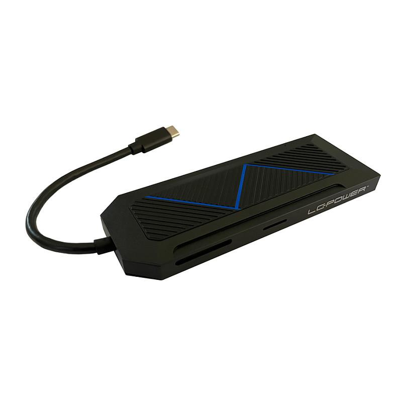 Hub USB-C LC-Power LC-HUB-C-MULTI-6-RGB, 3x USB-A, HDMI, Ethernet, SD/microSD, PD 100W - Zezë