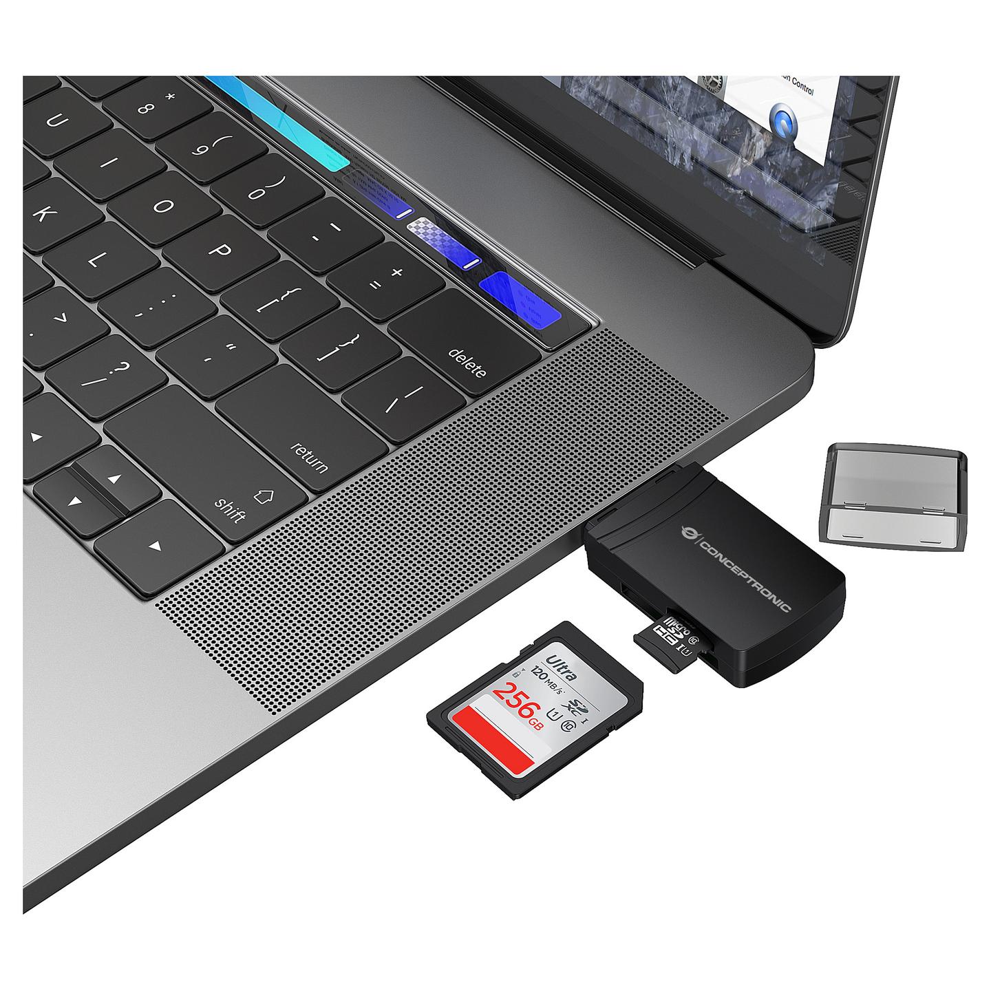 Lexues Kartelash Conceptronic BIAN06B / SD / SDHC / SDXC / microSD / microSDHC / microSDXC / USB 3.2 Gen 1 / USB-A / UHS-II / 5 Gbit/s - Zezë - 4