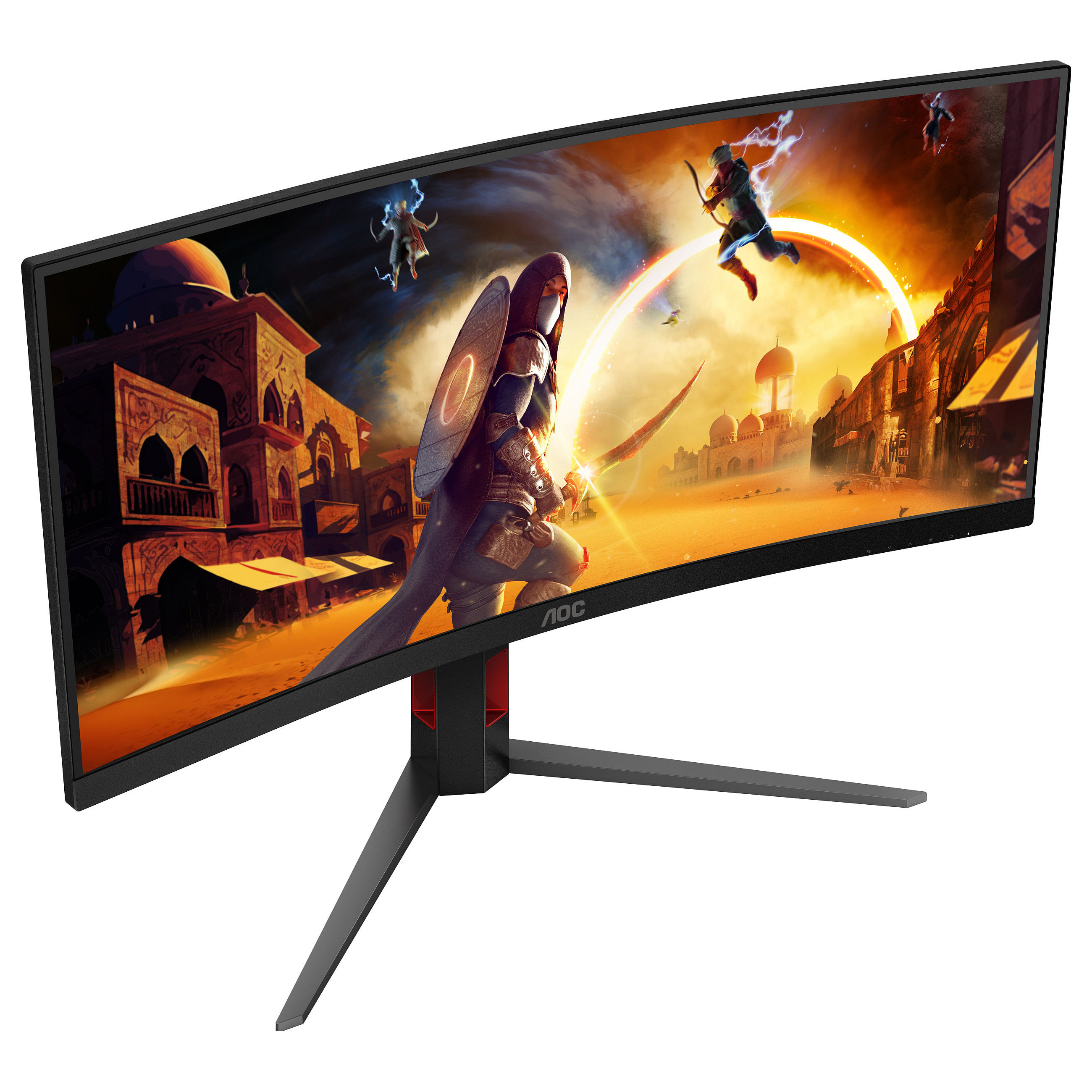 Monitor Gaming AOC G4 CU34G4 / 34" / UWQHD Fast VA Curved / 180Hz / 1ms / HDMI+DisplayPort - Zezë/Kuqe - 3