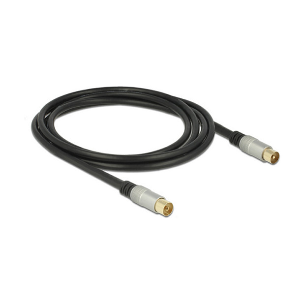 DELOCK IEC Antenna Cable Plug to Socket RG-6/U Quad Shield 2.00m Premium TV Cable - 2