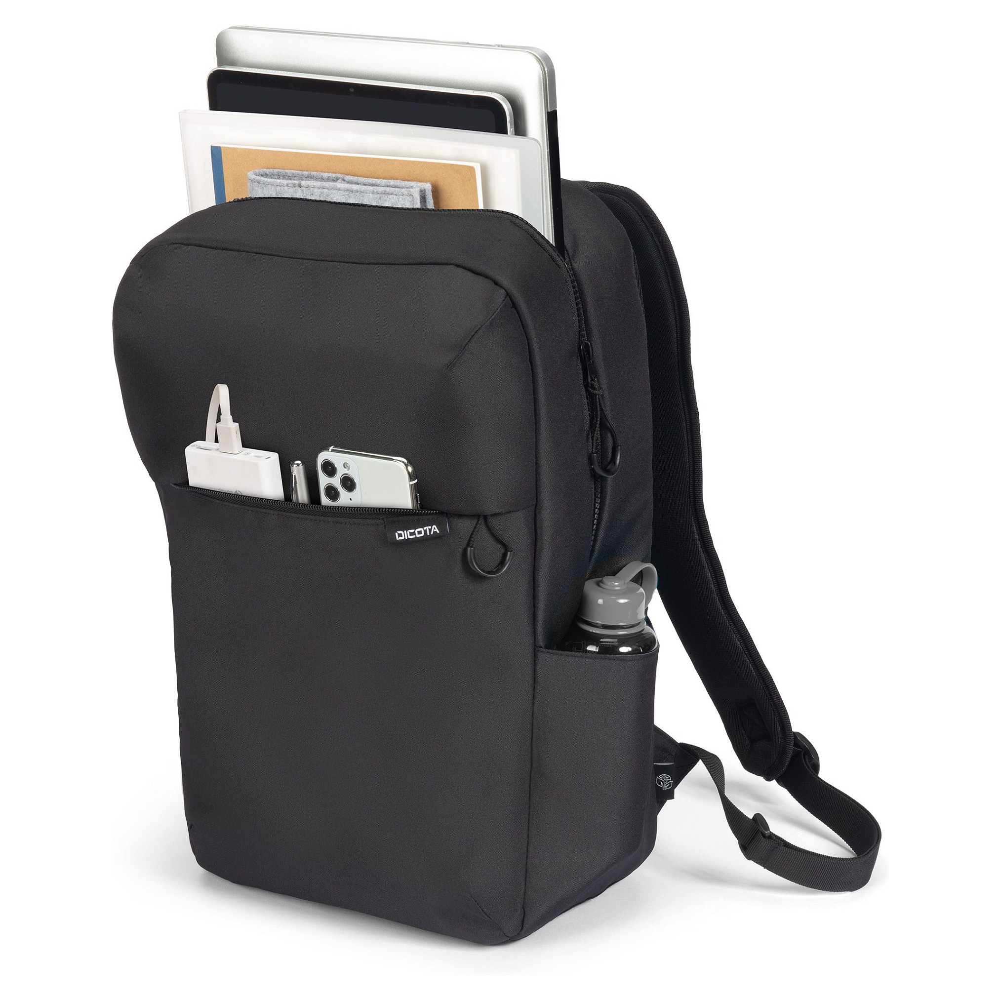 Çantë për laptop DICOTA COMMUTER D32115-RPET / Backpack / 13-16" / 16 L / 300D RPET Polyester / Padded Laptop Compartment / Front Pocket / Side Pocket - Zezë - 5