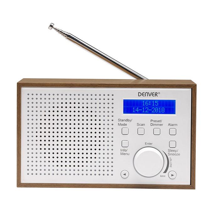 Radio Denver DAB-46WHITE, DAB+, FM, 2 W RMS, Ekran LCD, Antenë e jashtme, Bateri AA - Kafe, bardhë - 5